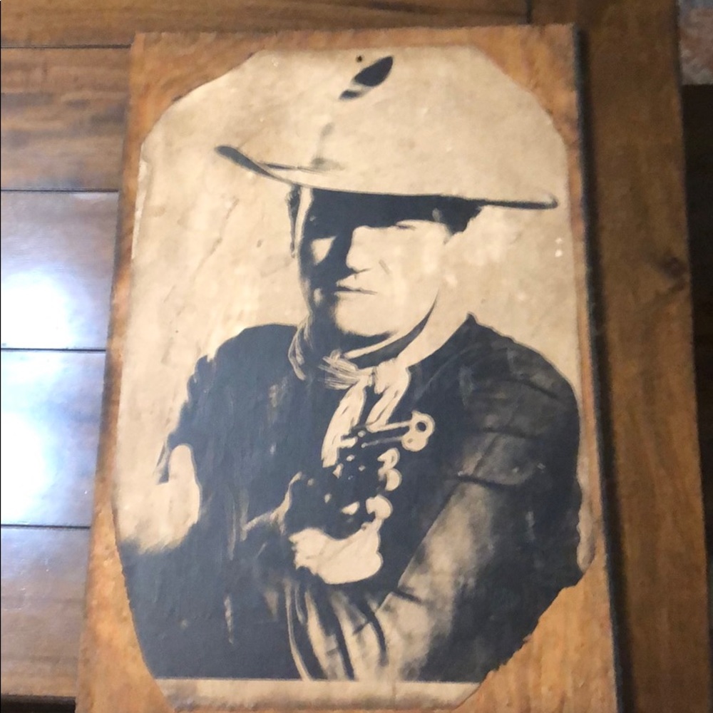 John Wayne wooden picture